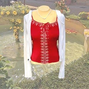 ・❥・pretty red linen tank top・❥・